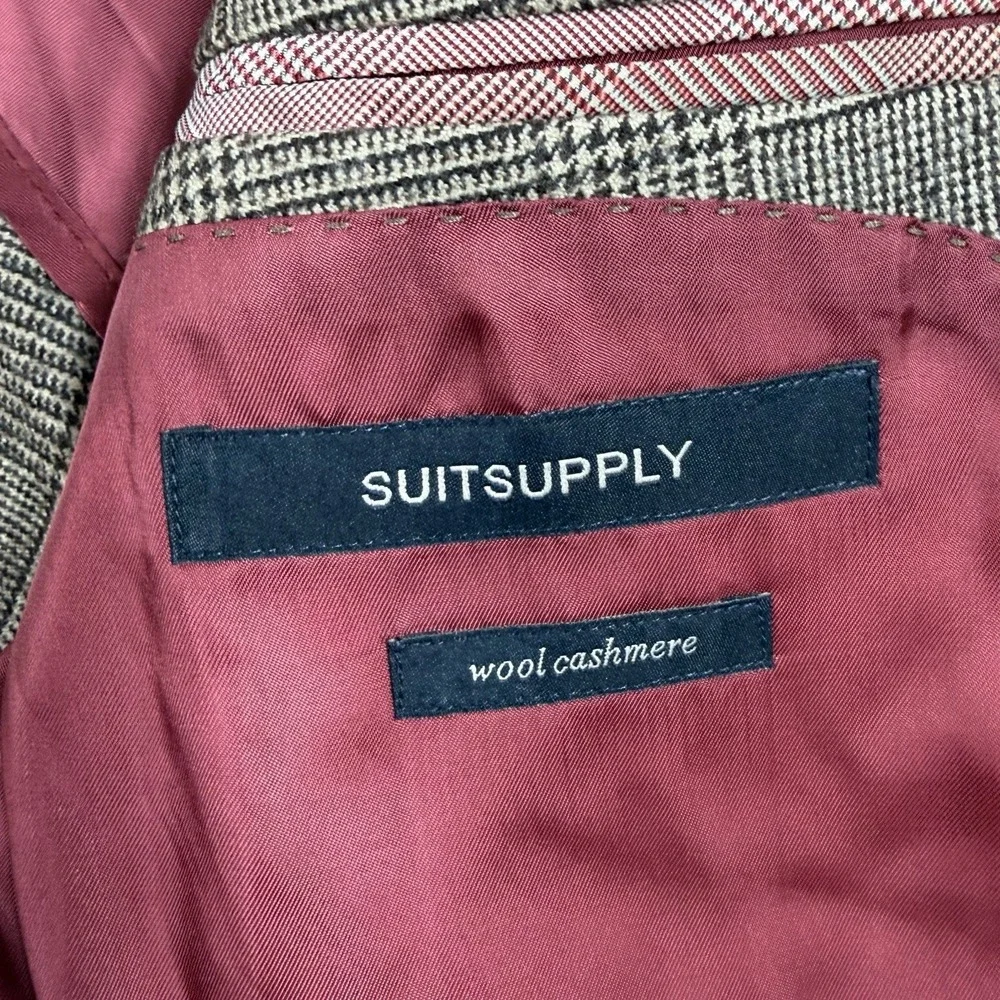 Suit Supply Windowpane Houndstooth Cashmere Wool Blend Unstructured Blazer 40L